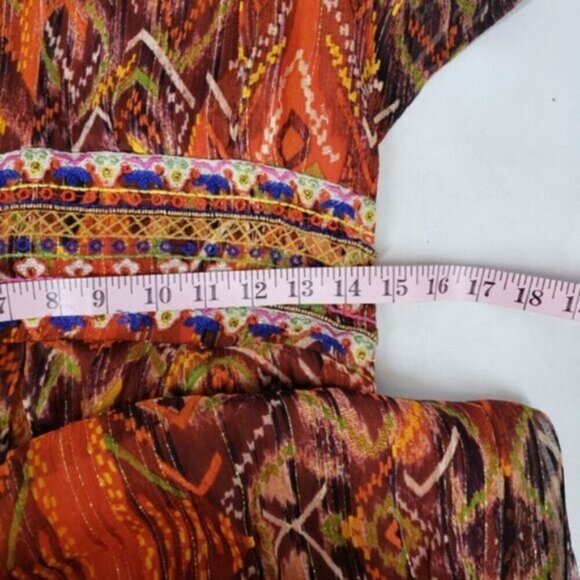 New Desigual Boho Women's Maxi Dress Gold Metallic Thread Sz 6 African Friez… - Picture 14 of 15